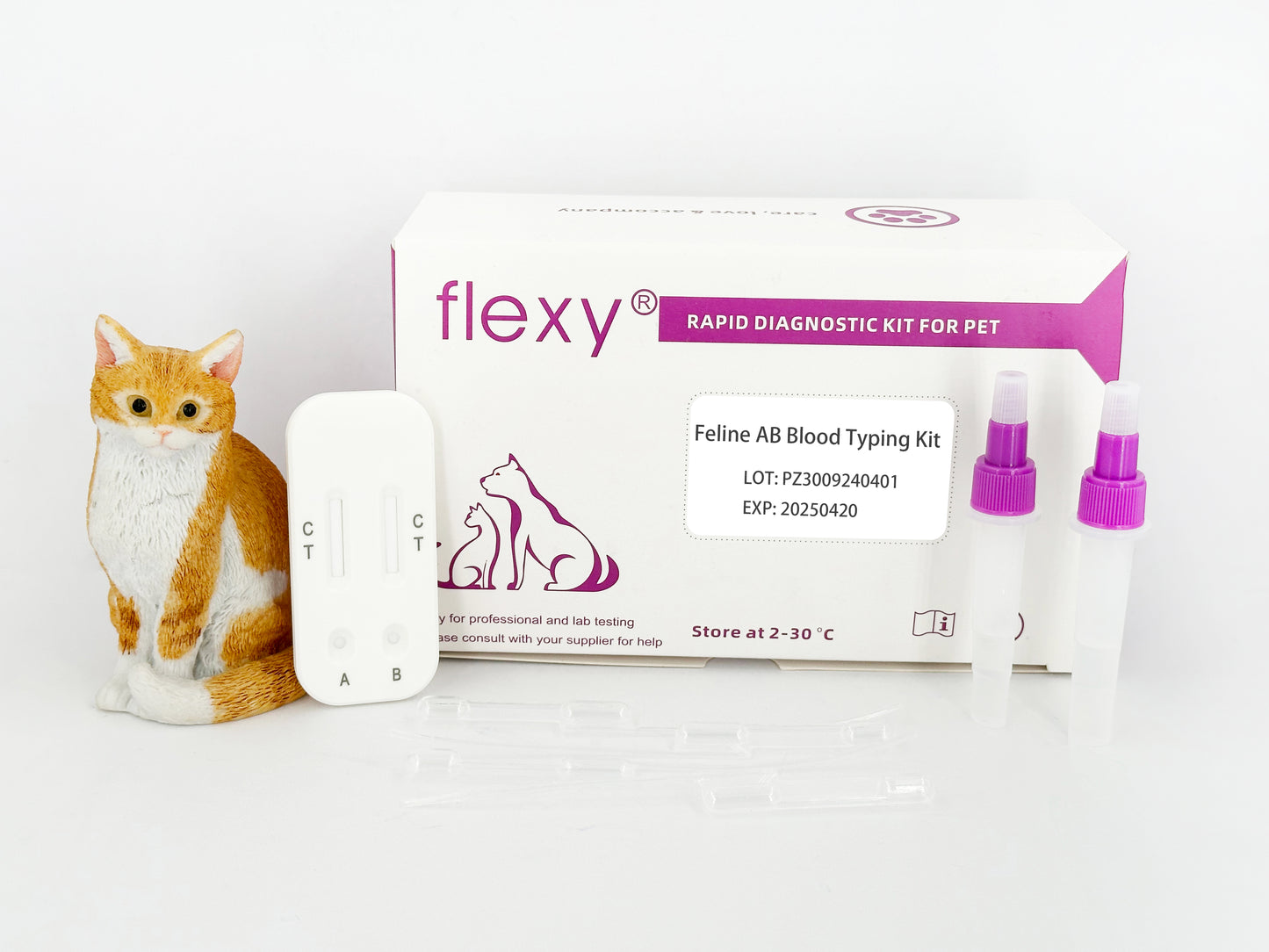 Feline Blood Typing Kit, cat blood typing, type A, B and AB